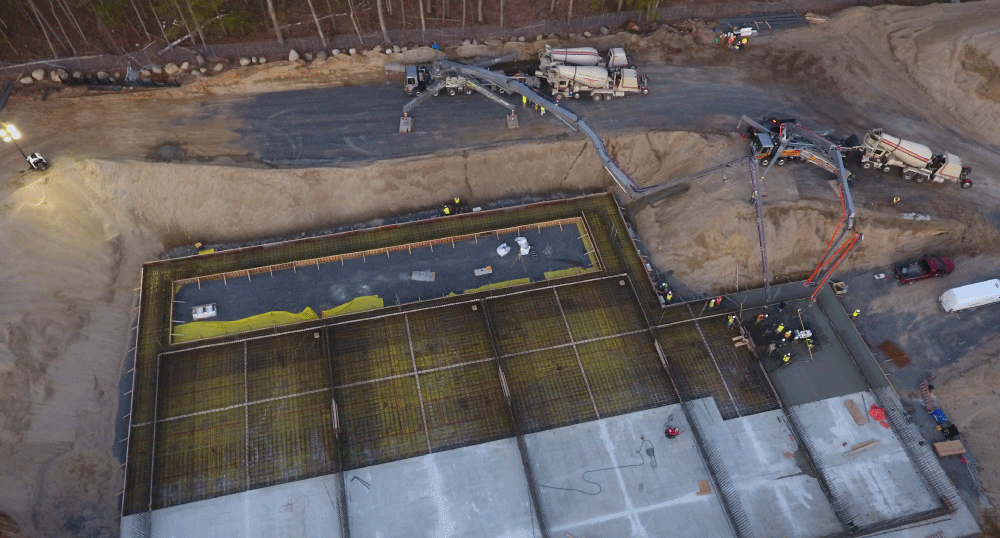 overhead view of a new facility being constructed